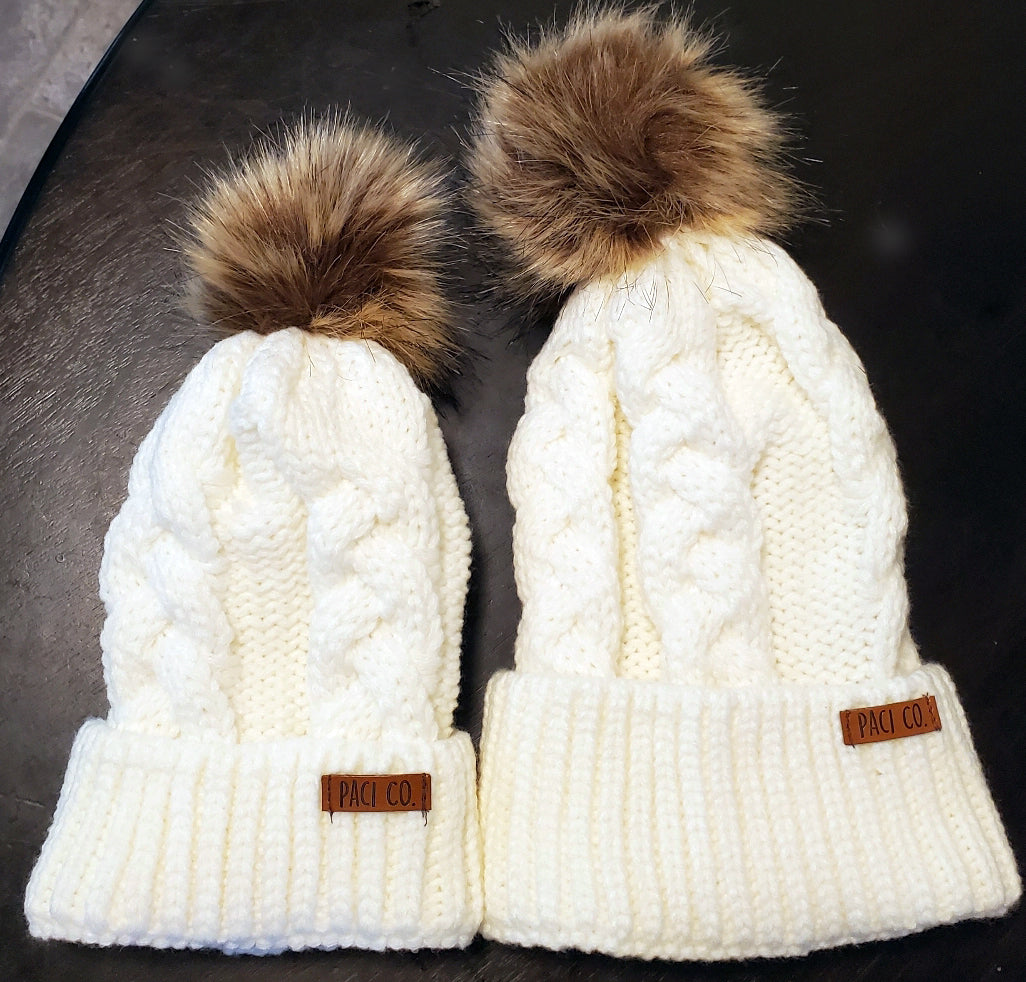 NIB 2 pc Beanie set Mommy and Me. Wine Or Cream (Price For 1 Set) Amazon.com: Mama MINI Matching Set Beanie Hat 2PCS Parent  main image 2
